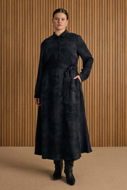 Textured Floral Patterned Lyocell Dress