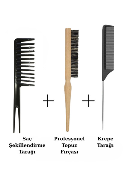 Nofella 3'lü Tarak Seti, Saç Şekillendirici Tarak + Profesyonel