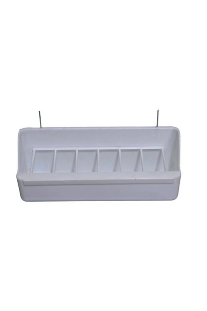 Long White Feeder Bowl 6 Compartments 1 Piece