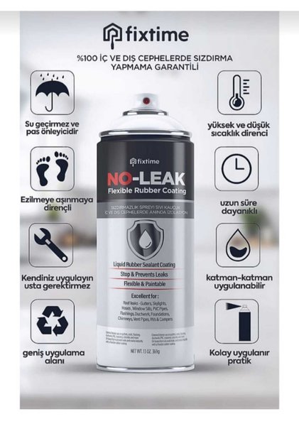 Noleak Su İzolasyon Sızdırmazlık Onarım Spreyi Beyaz 400 ML
