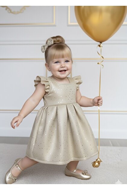 Tinypeople Girls' Gold Sequin Evening Dress with Bow on the Back Children's  Birthday Dress Children's Evening Dress- Trendyol