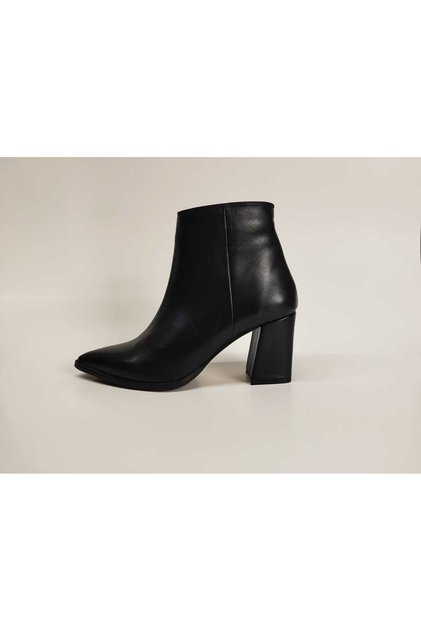 Women's Genuine Leather Black Heeled Boots