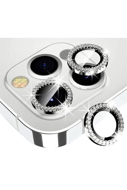 Folie sticla pentru protectie camera, Diamant compatibila iPhone 14 Pro Max, Silver Diamond