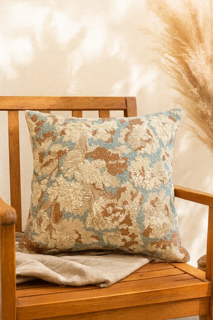 Imported Upholstery Fabric Throw Pillow - Stuffed Throw Pillow - 42 X 42 Bohemian Throw Pillow