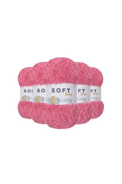 Soft Hand Knitting Yarn 100% Soft Polyester 500Gr 5 Pcs (4121 Dried Rose)