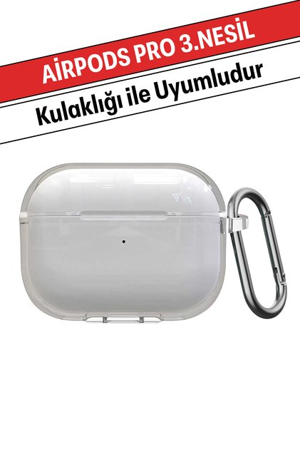 AirPods Pro 3.Nesil Uyumlu Darbe Emici Kancalı Yüksek Kalite Silikon Kulaklık Kılıf