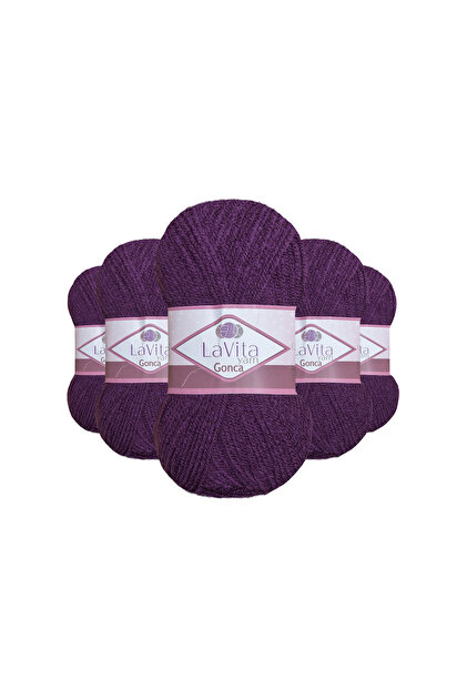 Gonca Hand Knitting Yarn 100% Acrylic 500Gr 5 Pieces (5300 Mürdüm)