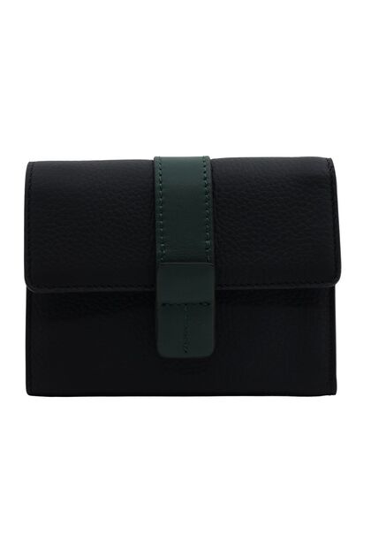 Lina Genuine Leather Women's Wallet Black Green