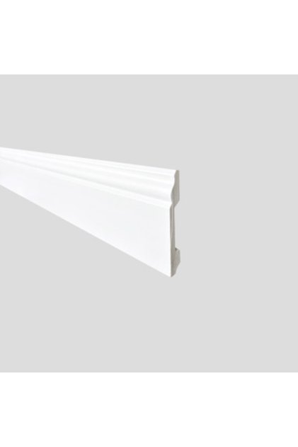 Plintă din polimer alb pentru parchet, lățime 120 mm