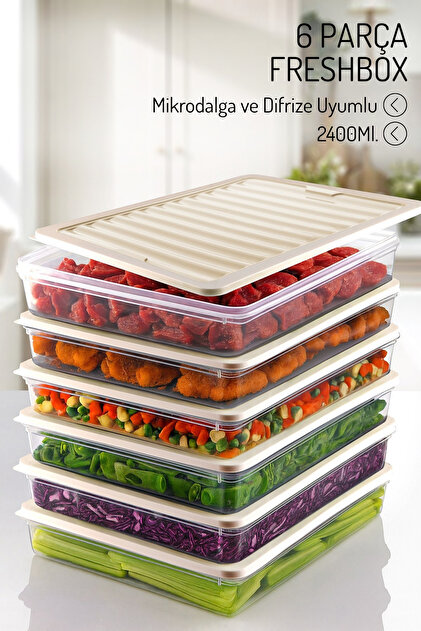 Nandy Home 6 Adet 2400Ml. Freshbox Saklama Kabı Seti - Mikrodalga