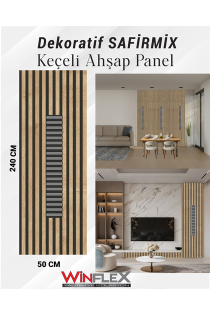 EKO-MİX KEÇELİ AKUSTİK AHŞAP PANELİ – (50X240CM).