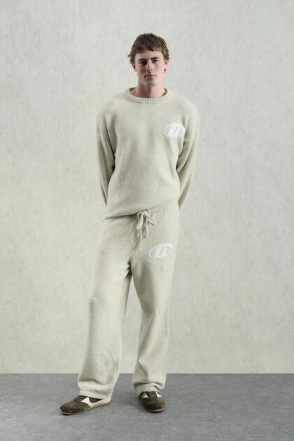 Soft Textured Knitted Beige Trousers