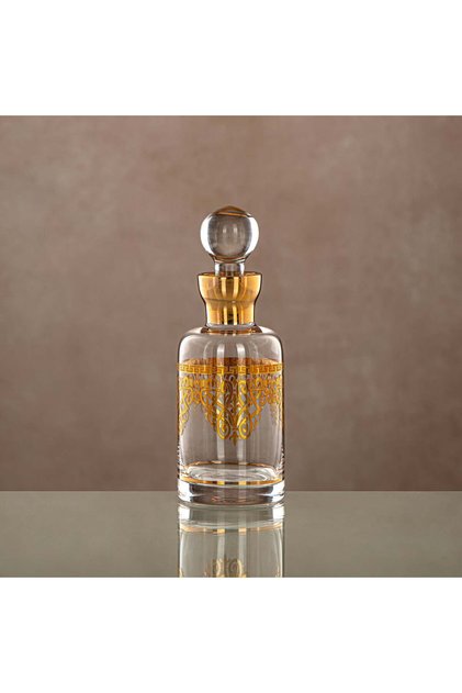 Perfume Bottle Clear & Gold 16.5 tola