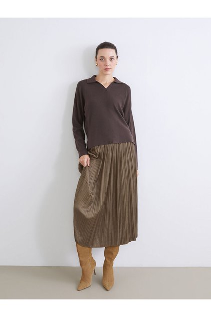 Timeless Clothing & Timeless Choices Women's Pleated Skirt with Drawstring Waist in Satin