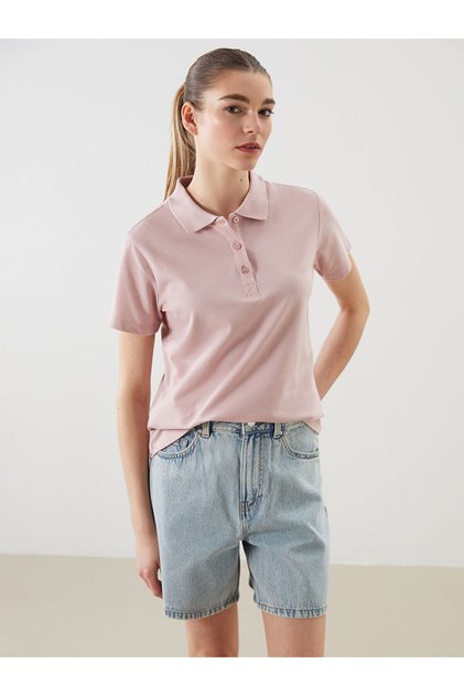 XSIDE Pembe Polo Yaka Pike Kadın Tişört