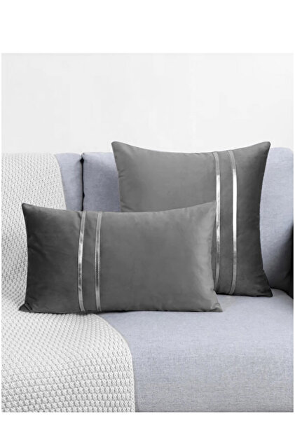 Throw Pillow Cover with Silver Detail (1 Piece)