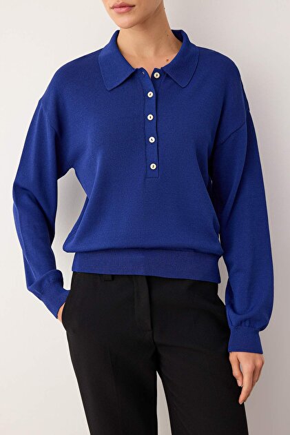Trendyolmilla Wardrobe Essentials Saks Merserize Görünümlü Polo