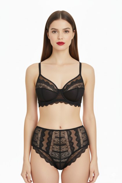 Black Set with Half Pad and Lace