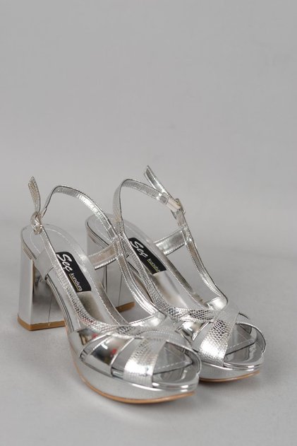 Select 340 platform heel women's evening shoe (8.5cm) silver