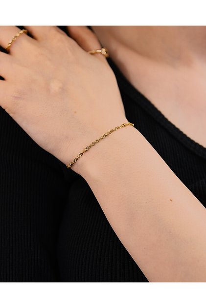 Steel Bracelet Gold Color Luna Rope Twist Heel Chain