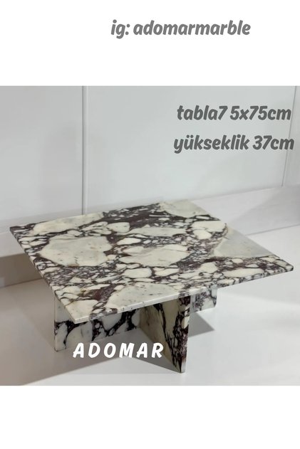 Menekşe Orta Sehpa, Mermer Orta Sehpa, Özel Ölçü, %100 mermer
