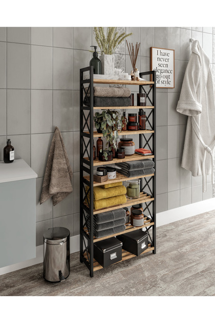 Dekoratif Banyo Düzenleyici Organiser Havluluk Peçetelik Çok Amaçlı Raf 8 KATLI