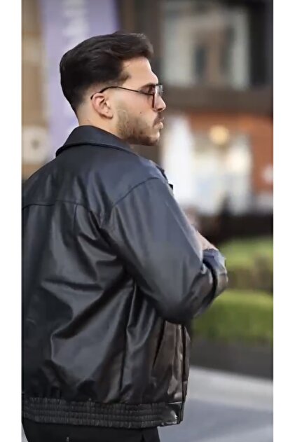 PRİFALDİ Erkek Siyah Oversize Vintage Deri Ceket - Fiyatı, Yorumları