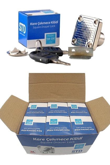 12 Pcs Box Std Square Drawer Lock Cover Cabinet Mailbox Lock with 2 Keys