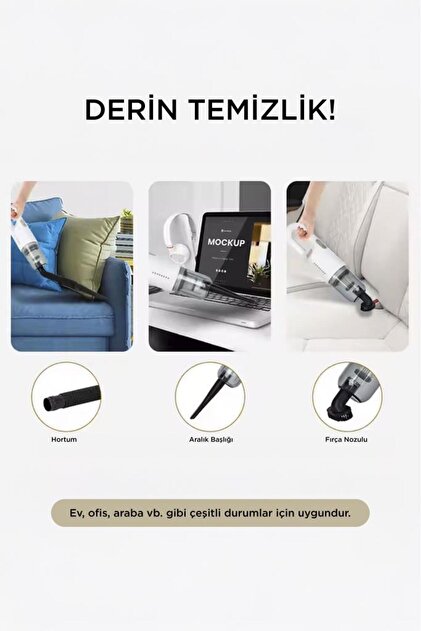 Torima Araç Süpürgesi Şarjlı 8000Pa Süper Güçlü El Süpürgesi A031
