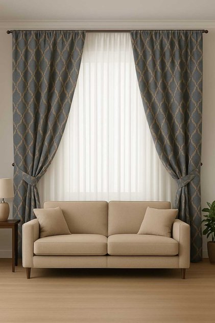 Heavy Weight Luxury Background Curtain (Flat Sewing, No Piles, Adjustable Pile Handle Tie)