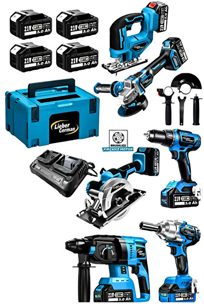 Lieber German Teknoloji 6Lı Set BL Motor Matkap Hilti Taşlama
