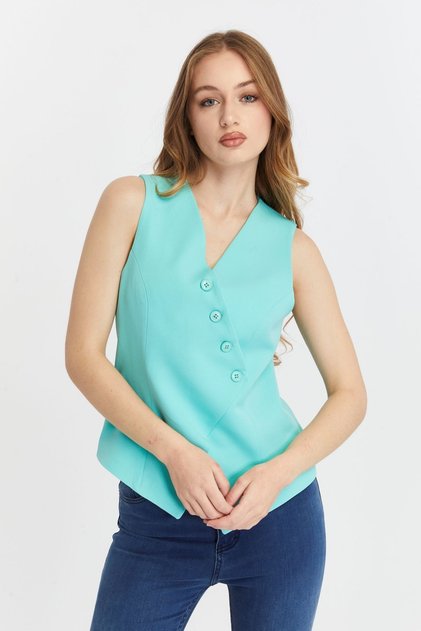 Women's Regular V-Neck Buttoned Vest