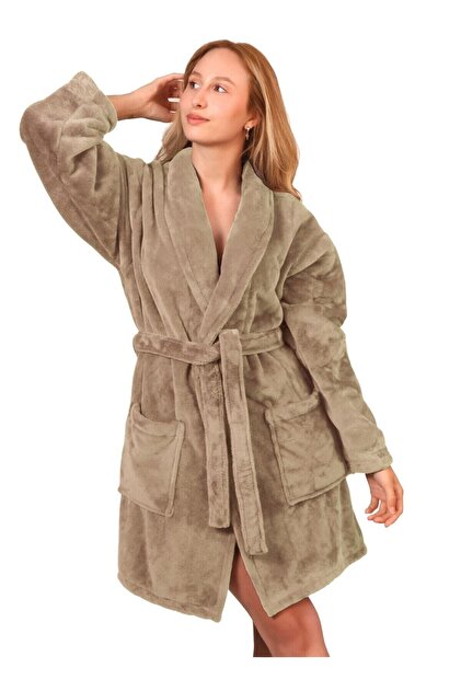 beige fluffy dressing gown Chelsea Peers Fleece Long Dressing Gown, Brown