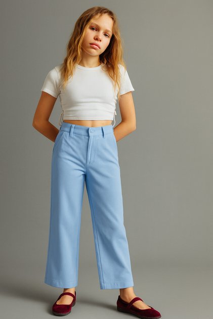 Girls' Pants Gabardine Wide Leg Pants 4-11 Years Old