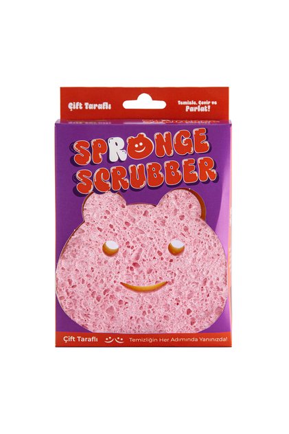 Spronge Scrubber Ayıcık Figürlü Çift Yüzeyli Bulaşık Süngeri Temizlik Süngeri