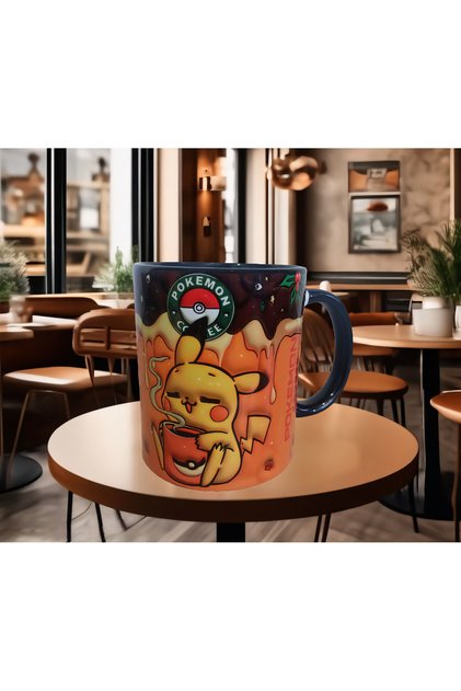 Pikachu Pokemon Tasarım Büyük Boy Porselen Kupa