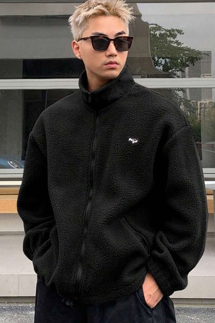 Men's Oversize Plush Sweatshirt with Zipper on the Front and Fleece on the Inside