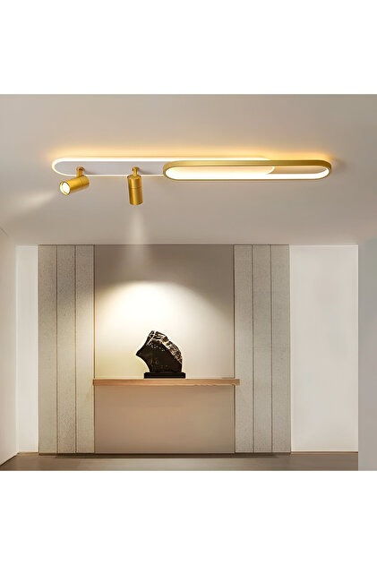 Lustra LED cu Proiector Reglabil FISSO Camilla, 69W, lumina Rece/Calda/Neutra, Auriu Lucios