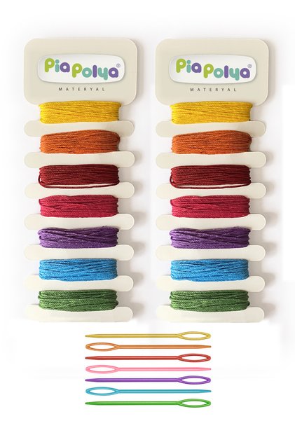 For Children |   7 Colors 2 Sets of Ropes |   7Pcs 7 Colors Plastic Needle |   Finger Development |   Activity