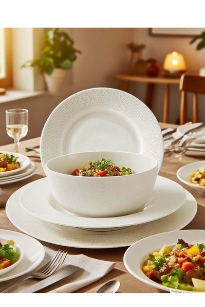 32-Piece Porcelain Dinner Set White