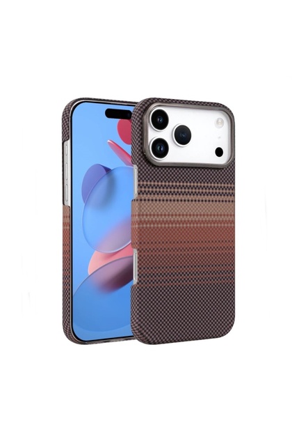 iPhone 17 Pro Max uyumlu Kılıf MMC Karbon Dizayn M-Safe Şarj Özellikli Çöl Titanyum