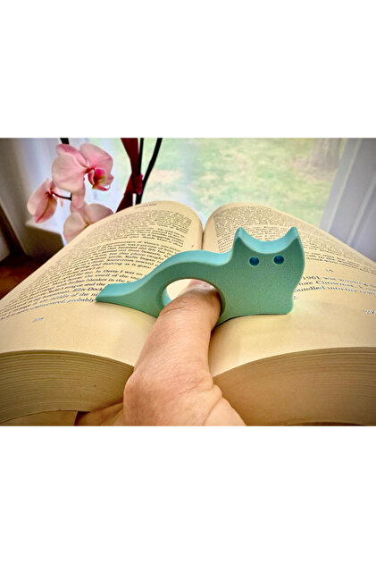 3 Pieces of Blue Thumb Book Holder with Cat Figures - Ergonomic Page Marker and Accessory for Easy Reading Cat Page Holder