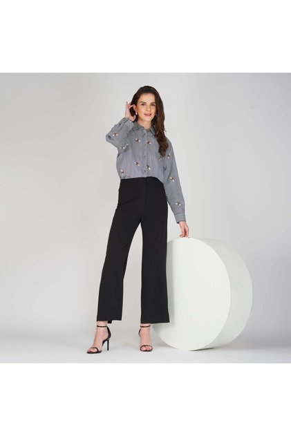 Soft Crepe Ladies Shirt – Collar Neck and Full Sleeves, Available in 3 Colors