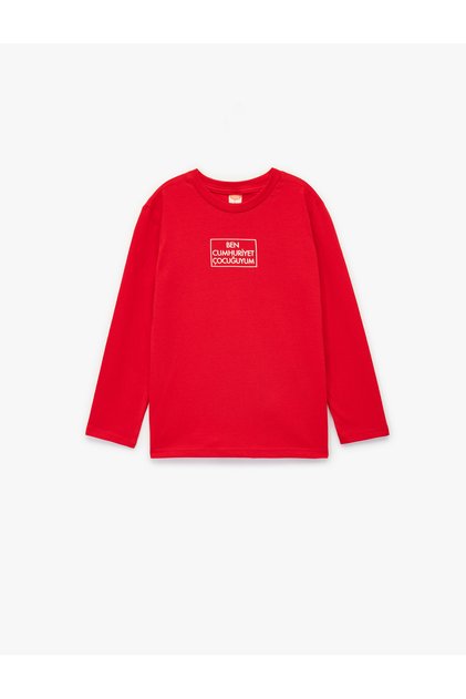 Cotton Long Sleeve Crew Neck Republic Printed T-Shirt