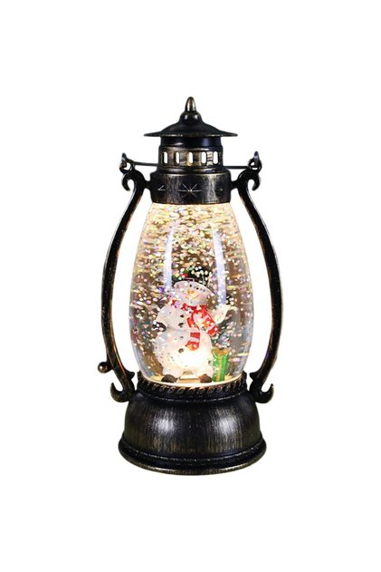Decorațiune luminoasă, Flippy, felinar de Crăciun, cu lumină LED, ornament model lampă cu ulei cu om de zăpadă, cu