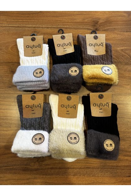 Women's Winter Bamboo Cotton Folded Comfortable Socks 6 Pack