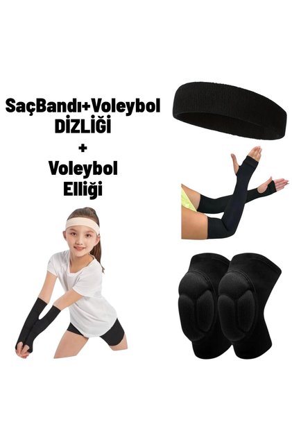 Children's Sports Athlete Head Sweat Hair Band Volleyball Ellik Volleyball Knee Pad Set