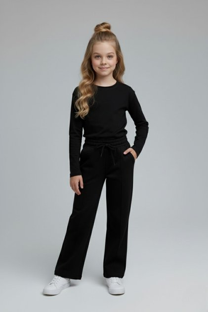 School and Casual Combination Long Sleeve T-Shirt and Pipe Leg Sweatpants