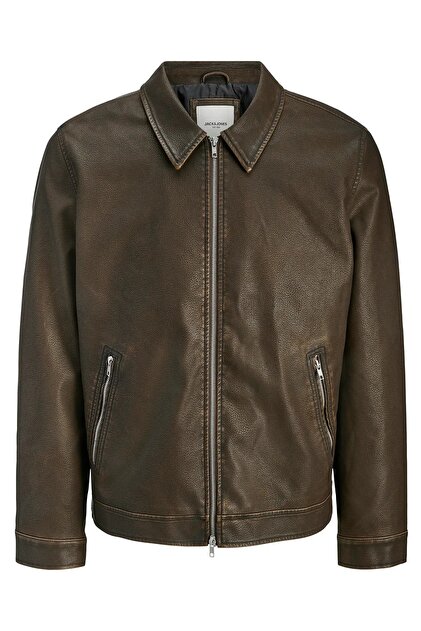 Jack & Jones Jjewarner Jacket Noos Siyah Erkek Deri Ceket Eskitme