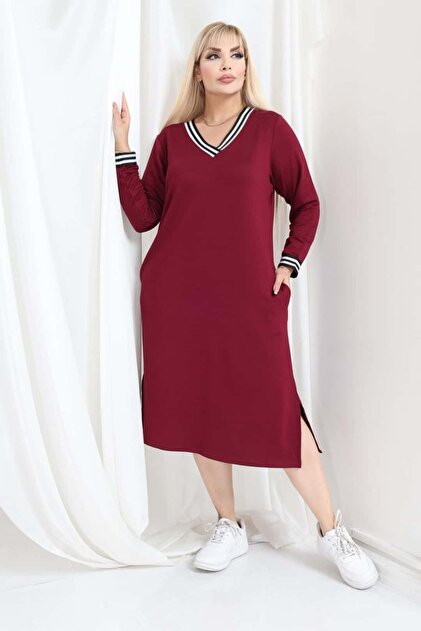 Women's Plus Size Hijab V-Neck Long Sleeve Comfort Model Dress